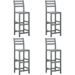 Bar Stools 4 pcs Grey Solid Acacia Wood Vidaxl