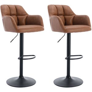 WAHSON OFFICE CHAIRS Bar Stools Set of 2 in pu Leather Upholstered Modern Counter Chairs Height Adjustable Swivel Stools for Kitchen Home Bar Restaurant, Brown, Wahson