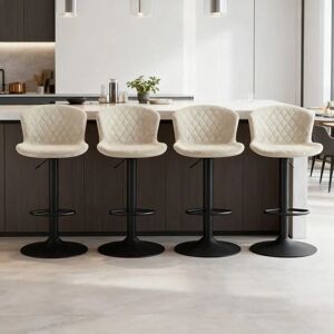Ainpecca - Bar Stools Set of 4 High Chairs Breakfast Dining Stools for Kitchen Counter,Faux Suede Upholstered Counter Chairs Height Adjustable Swivel
