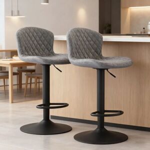 AINPECCA Bar Stools Set of 2 High Chairs Breakfast Dining Stools for Kitchen Counter,PU Leather Upholstered Counter Chairs Height Adjustable Swivel Stools,