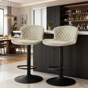 Ainpecca - Bar Stools Set of 2 High Chairs Breakfast Dining Stools for Kitchen Counter,Faux Suede Upholstered Counter Chairs Height Adjustable Swivel