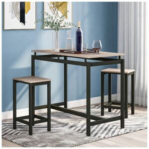 Dewdat - Bar Table Set, Dining Table Set with 2 Bar Stools, Breakfast Stool Set, Kitchen Counter with Bar Chairs, Industrial for Kitchen, Living