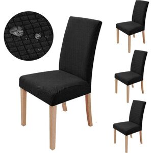 LINGHHANG (Black) 6 Pieces Stretch Chair Cover, Dining Room Chair Protector Slipcover, Washable