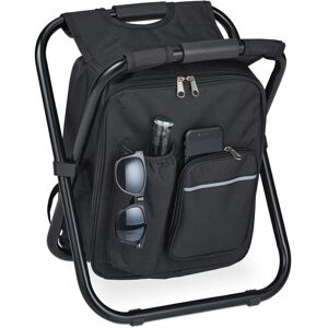 CSPARKV Black, Camping Stool with Pocket, Folding, Portable, Lightweight, 42x35x29 cm, Carrying Seat, Polyester,