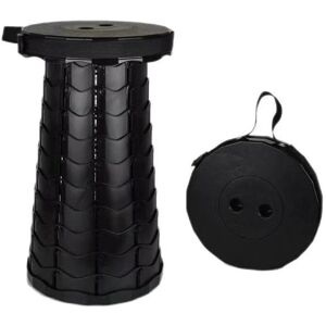 CYSLMUK Black Portable Folding Stool Second Generation Retractable Stool Camping Stool for Fishing/BBQ/Indoor/Outdoor Activities Max Load 200kg