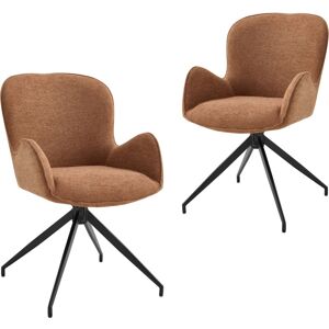 CHAIRUS Dining Chairs 2Pcs in Chenille Modern Swivel Chairs with Chic Stylish Backrest for Living Room Kitchen Restautant, Orange