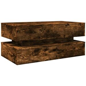 Coffee Table with led Lights Smoked Oak 90x50x40 cm Vidaxl
