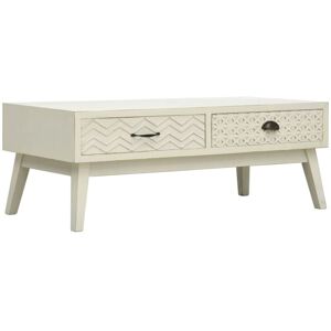 BONNEVIE Coffee Table,Center table,Low table with 2 Drawers Carving Grey 110x50x40 cm Wood VSVS558932