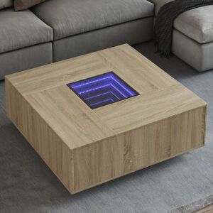 Bonnevie - Coffee Table,Center table,Low table with Infinity led Sonoma Oak 100x100x40 cm VSVS720620