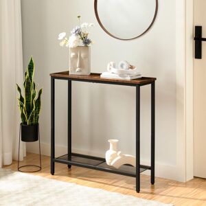 HOOBRO Console Table, Narrow Console Table for Hallway, Entryway Table with 2 Shelves, Industrial Display Table, Slim Side Table for Living Room, Bedroom,