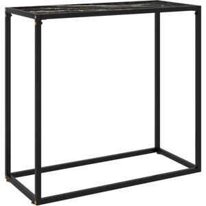 Console Table Black 80x35x75 cm Tempered Glass Vidaxl