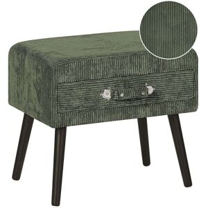 Beliani - Modern Corduroy Side Table Dark Green Suitcase Drawer Storage Bedside Eurostar