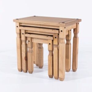 Core Products - Corona Nest of Tables - Pine - 53 x 35 x 51.1 cm - Antique Waxed Pine
