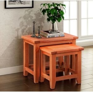 Hallowood Furniture - Cotswold Nest of Tables Set of 2, Multifunctional Solid Oak Wooden Nesting Side, Coffee Table for Living Room, Bedroom or Small