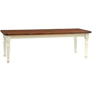 Biscottini - Country -style solid lime wood antiqued white frame top walnut finish W250xDP100xH80 cm sized extending table. Made in Italy