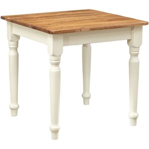 Biscottini - Country-style solid lime wood antiqued white structure natural finish W80xDP80xH78 cm sized fixed table. Made in Italy
