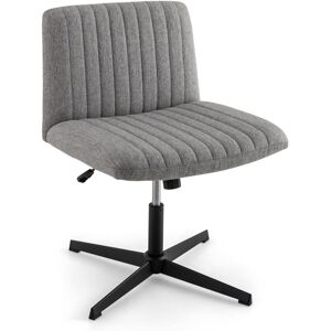 Costway - Criss Cross Legged Chair Home Office Chair w/ Wide Padded Seat-Grey