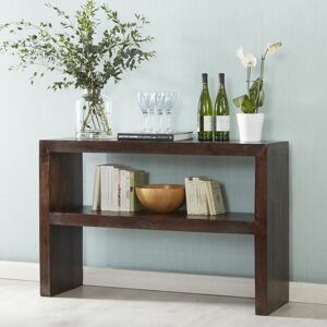 VERTY FURNITURE Dakota Mango Console Table with Shelf - Dark Wood