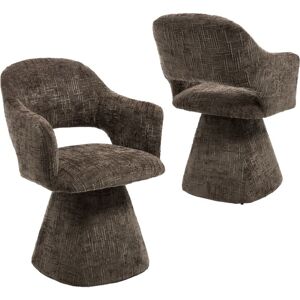 DAYALANE Dining Chairs 2Pcs in Chenille Chic Swivel Kitchen Chairs with Stylish Elegant Backrest for Living Room Restaurant Cafe, Brown