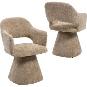 DAYALANE Dining Chairs 2Pcs in Chenille Chic Swivel Kitchen Chairs with Stylish Elegant Backrest for Living Room Restaurant Cafe, Khaki