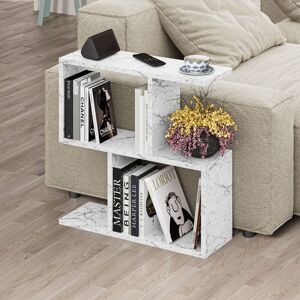Decortie - Homemania Modern Side End Coffee Table Multipurpose h 60cm 5 Tier - White Marble Effect - Carrara