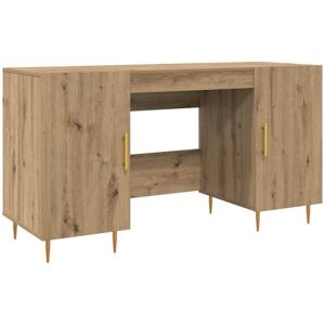 Desk with Shelf Artisan oak 140 x 50 x 75 cm Engineered wood Vidaxl