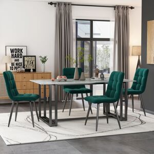 ABRIHOME Dining Chair (4 pcs), Dark Green,4-Set Velet Upholstered Chair Design Chair with Backrest,Seat in Velvet Metal Frame