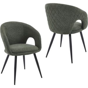 WAHSON OFFICE CHAIRS Dining Chairs 2Pcs in Chenille Padded Modern Kitchen Chairs with Grids-Designed Backrest for Living Room Restaurant Cafe, Green, Wahson