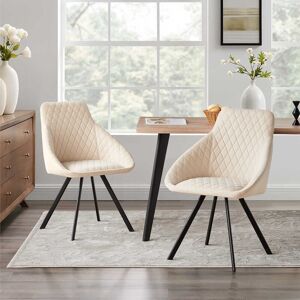 CLIPOP Dining Chairs Set of 2 Velvet Kitchen Counter Chairs with Backrest and Sturdy Metal Legs, Retro Reception Chairs for Home Office Restaurant (cream