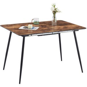Clipop - Dining Table, Extendable Dining Table, 120-160x80x75cm Kitchen Table, Rectangle Wood Table, Brown