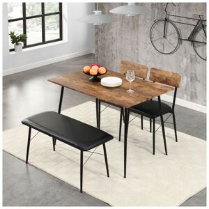 Dewdat - Dining Table Set, 1 Table 2 Chairs 1 Bench, 4-piece dining set for home, steel frame, for Kitchen Dining Room