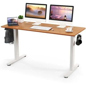 Costway - Electric Standing Desk 140x60cm Height Adjustable Desk Computer Desk-Natural