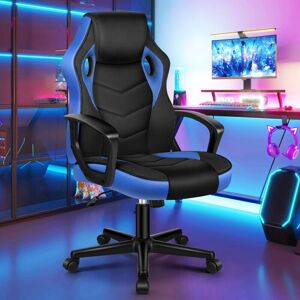 ELFORDSON Computer Racing Gaming Ergonomic Office Chair, Adjustable Height & Tilt, 360° Swivel, Breathable Mesh & PU Leather,Esports, Black and Blue