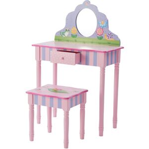 Teamson Kids - Fantasy Fields By Teamson Childrens Play Wooden Vanity Table, Stool Set & Mirror TD-13245A