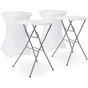 Sweeek - Pair of foldable tables with protective covers, Gala + Cover x2, White, 81x81x110 cm