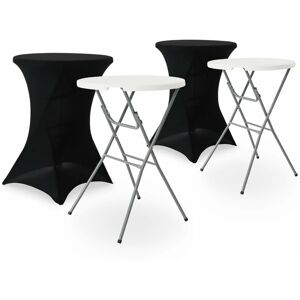 SWEEEK Pair of foldable tables with protective covers, Gala + Cover x2, Black, 81x81x110 cm