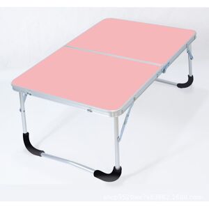 SJQKA Folding camping table with metal frame, wooden top and safety lock, pink, 62 x 42 x 28 cm