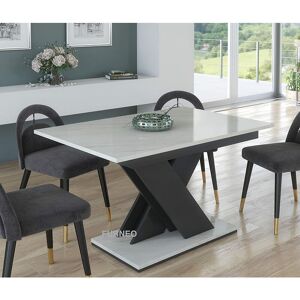 Modern Dining Table Only Extendable 120-160cm White Marble Effect Tavolo01 mdf - Furneo