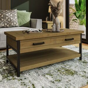 Fwstyle - Coffee Table with Storage Solid Pine Industrial Design