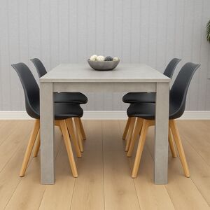 Kosy Koala - Dining Table and 4 Chairs With Bench Stone Grey Effect Wood Table 4 Grey Leather Chairs Dining Room