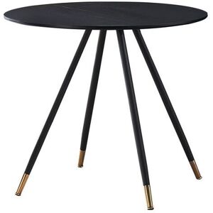 PN HOME Dorchester Lux Single Dining Table, Solid Metal Legs and Metal Top, Black - Black
