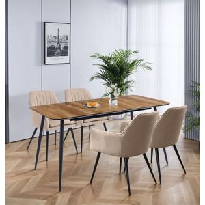 Hallowood Furniture - Cullompton Large Extendable Dining Table and Chairs Set 4, Oak Effect Top Extending Kitchen Table (120-180cm) with Light Brown