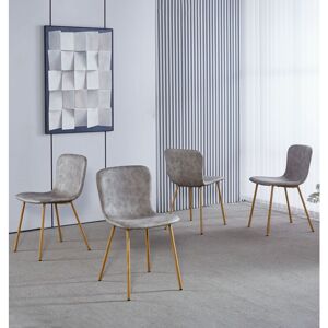 Hallowood Furniture - Cullompton Dining Chairs Set of 4, Modern Upholstered Taupe Faux Leather Dining Chairs with Solid Back and Sturdy Oak Effect