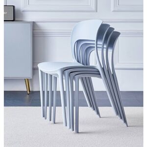 Hallowood Furniture - Stoker Stackable Plastic Dining Chairs Set of 4 in Light Grey, Modern Sturdy Stacking Chairs for Kitchen Home, Offices,