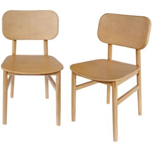 Sweeek - Pair of hevea wood chairs, Olympie, Natural, 52x45x80 cm