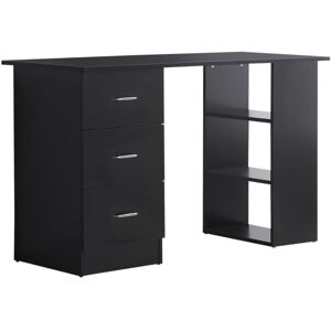 Homcom - 120cm Computer Desk pc Table Workstation w/ 3 Shelf & Drawers Black