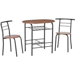 Homcom - 3-Piece Bar Table Set 2 Stools Industrial Dining Room w/ Storage Shelf