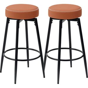 Homcom - Swivel Bar Stools Set of 2, pu Leather Barstools with Footrest