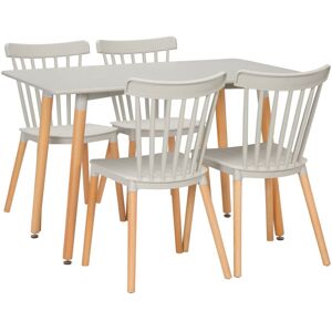 Homcom - 5 Piece Dining Table and Chairs Set with Wood Legs for Small Spaces