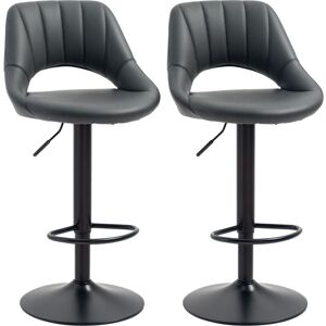 Homcom - Barstools Set of 2 Adjustable Swivel Height Gas Lift pu Leather Chairs